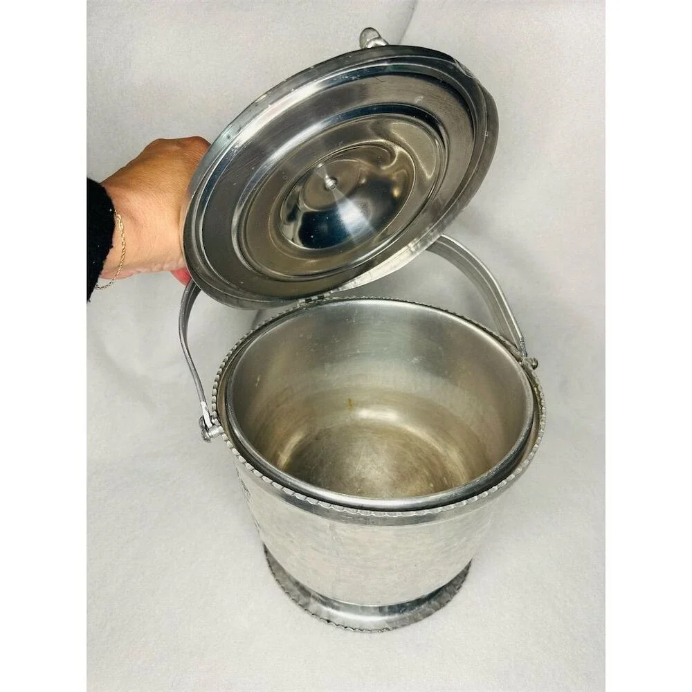 Rodney Kent‎ Hammered Aluminum Ice Bucket Mid-Century Modern Silver